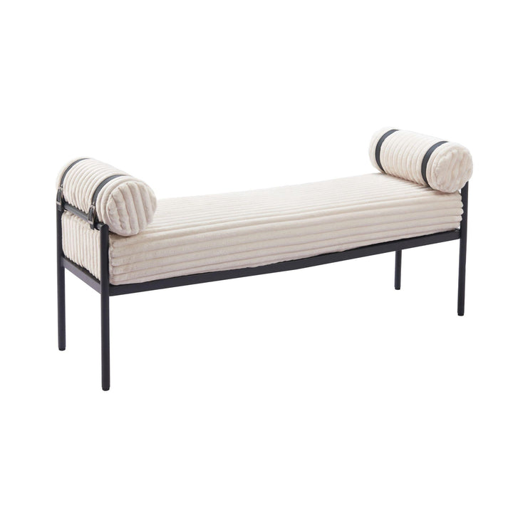 BARLOW BENCH: CREAM VELVETEEN CORDUROY