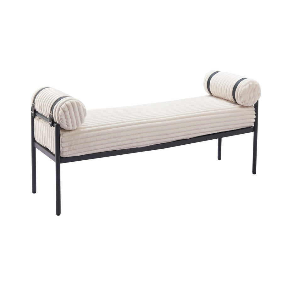 BARLOW BENCH: CREAM VELVETEEN CORDUROY