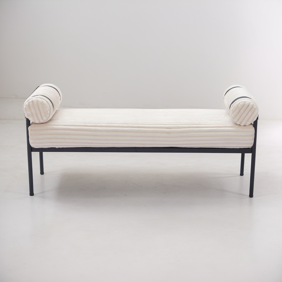 BARLOW BENCH: CREAM VELVETEEN CORDUROY