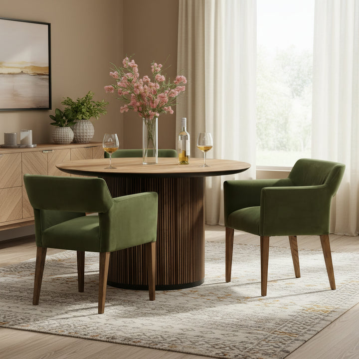 BASKURO ROUND TEAK DINING TABLE