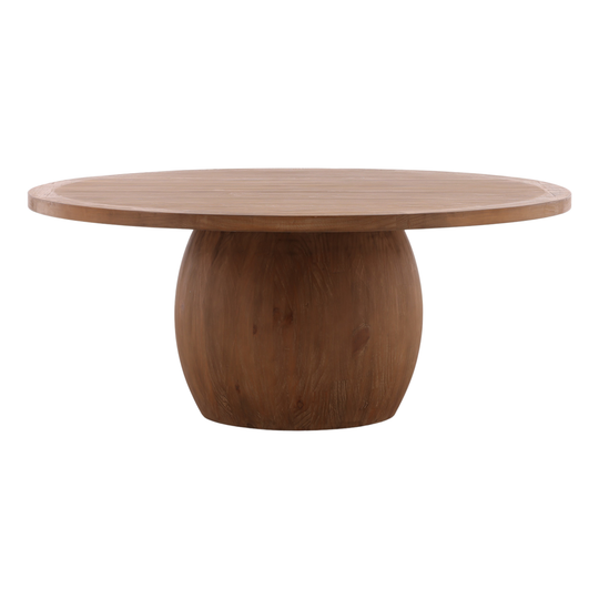 Wooden round table on a white background