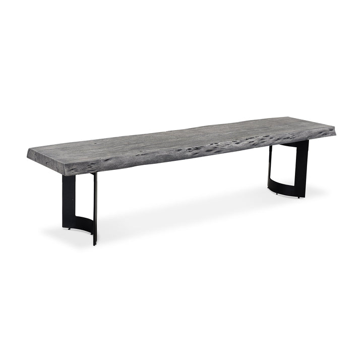 BENT IRON WEATHERED GREY LIVE - EDGE DINING BENCH