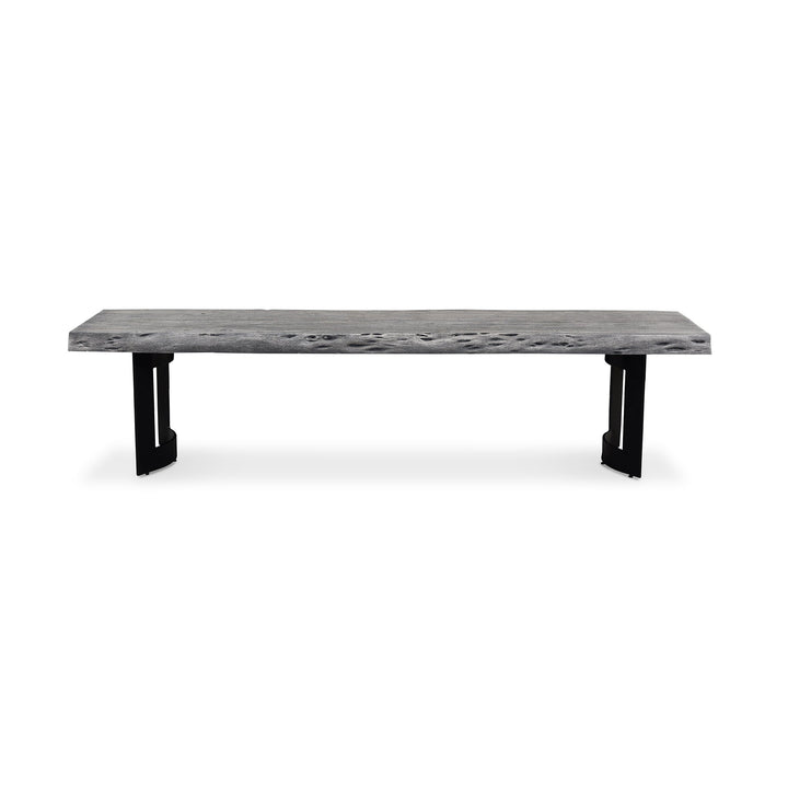 BENT IRON WEATHERED GREY LIVE - EDGE DINING BENCH