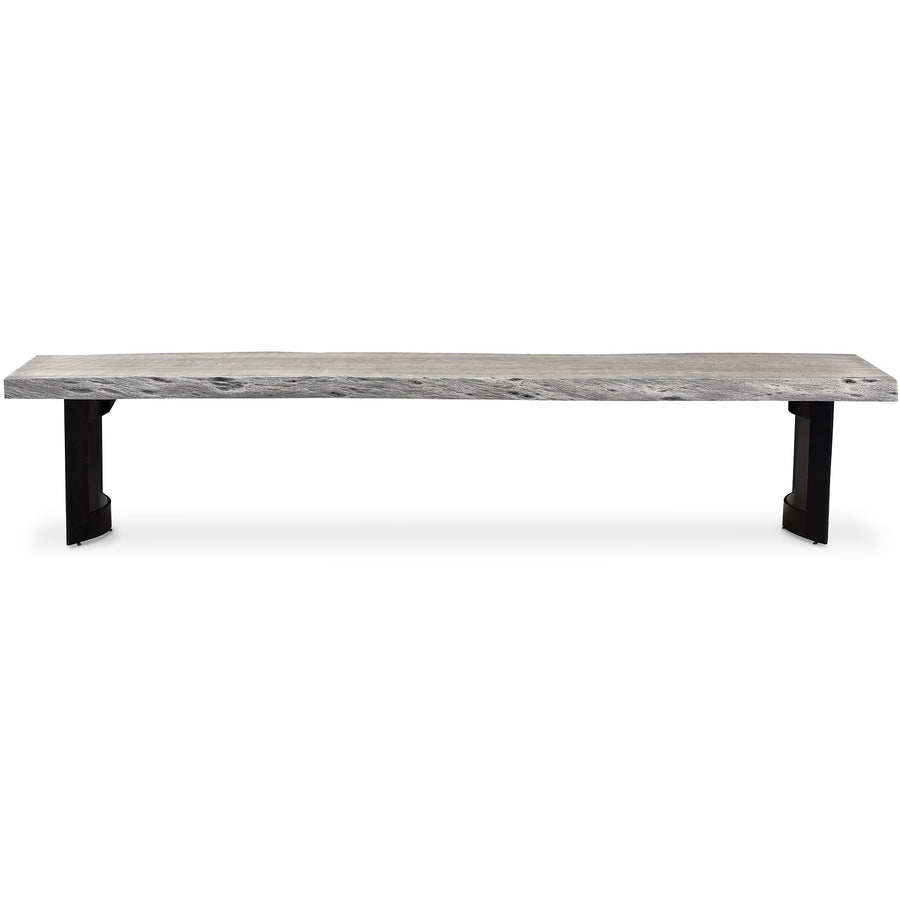 BENT IRON WEATHERED GREY LIVE - EDGE DINING BENCH