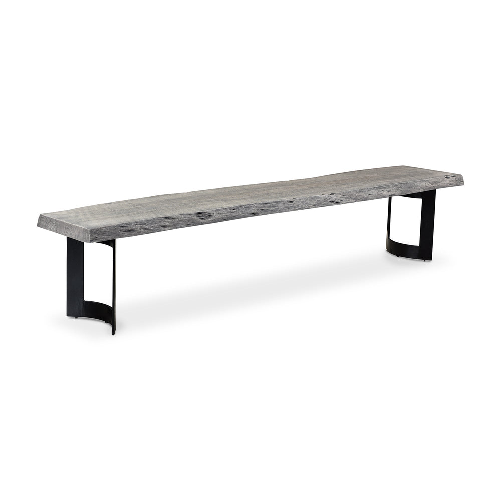 BENT IRON WEATHERED GREY LIVE - EDGE DINING BENCH