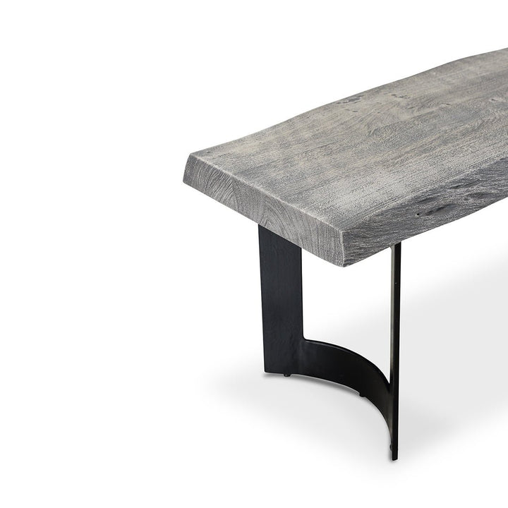 BENT IRON WEATHERED GREY LIVE - EDGE DINING BENCH