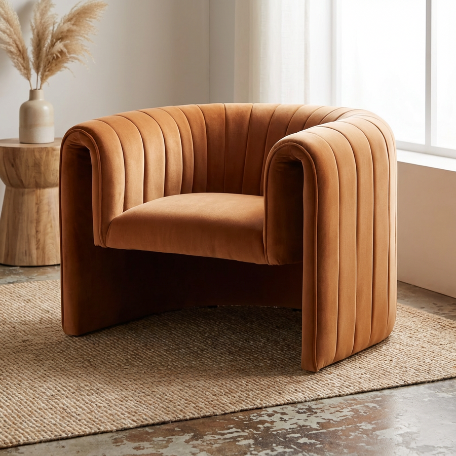 BOBBI VELVET UPHOLSTERED ARM CHAIR