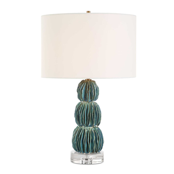 BONAIRE TEAL GLAZED CERAMIC TABLE LAMP