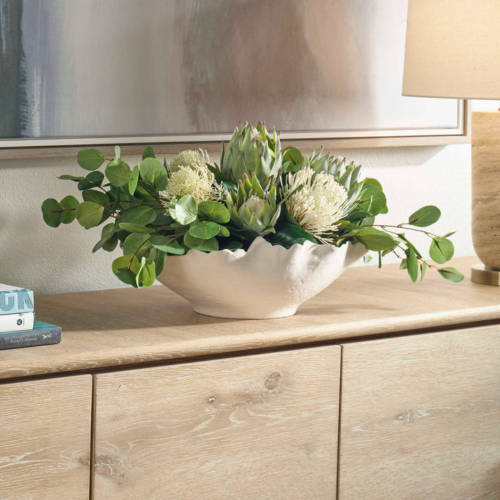 PROTEA BLOOMS WHITE CENTERPIECE BOWL