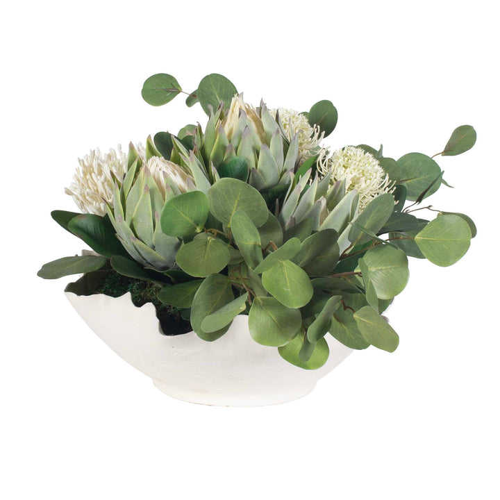 PROTEA BLOOMS WHITE CENTERPIECE BOWL