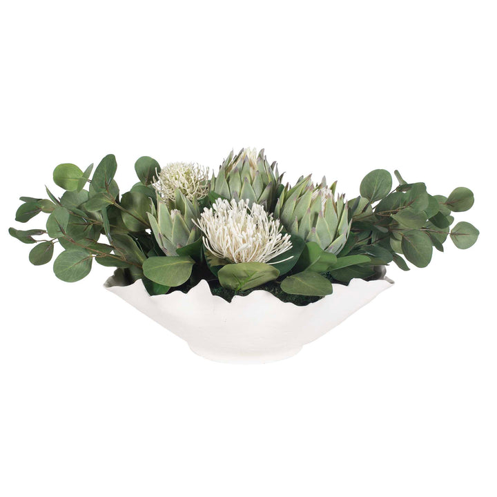 PROTEA BLOOMS WHITE CENTERPIECE BOWL