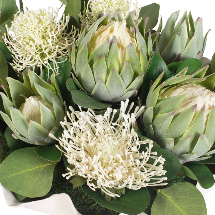 PROTEA BLOOMS WHITE CENTERPIECE BOWL