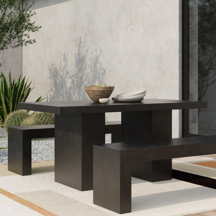 BLACK CONCRETE SLAB DINING TABLE