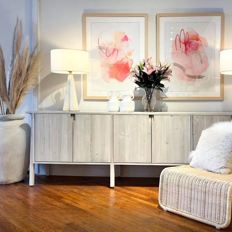 BRITNI LIGHT GREY WASH CONSOLE CREDENZA