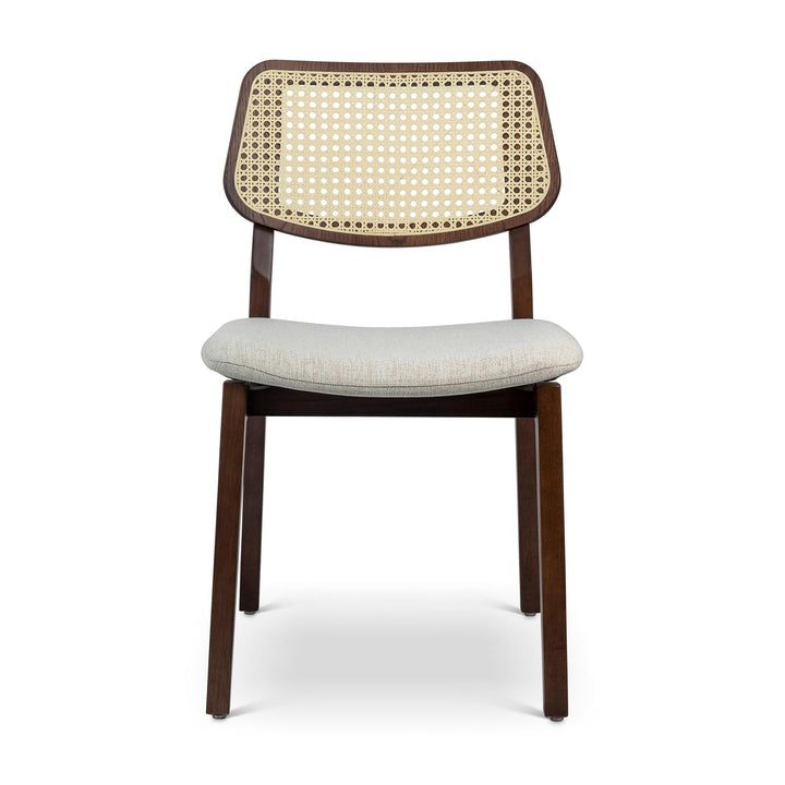 BETH CANE TAUARI WOOD SIDE CHAIR - MEDLEY IVORY, NOGAL, NATURAL - FRONT VIEW