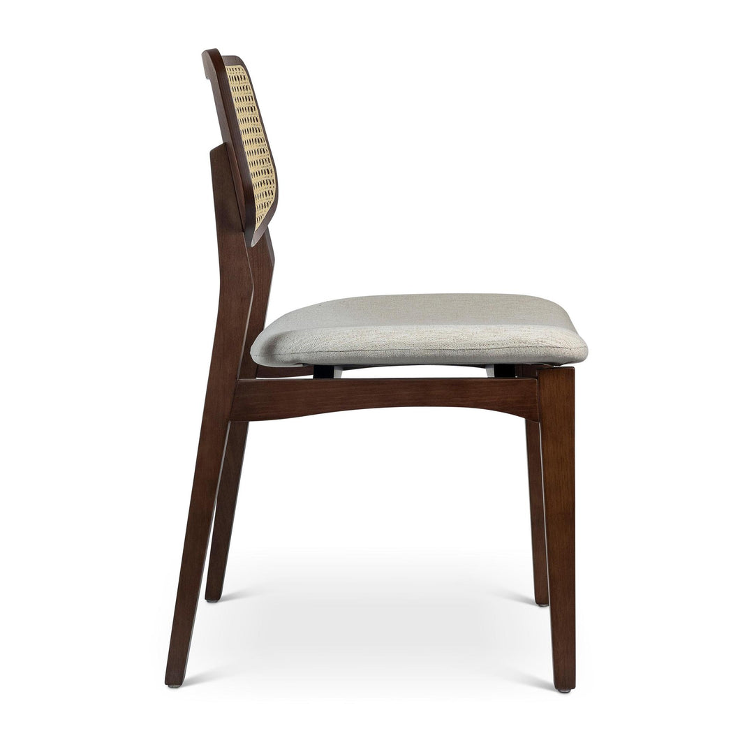 BETH CANE TAUARI WOOD SIDE CHAIR - MEDLEY IVORY, NOGAL, NATURAL - SIDE VIEW