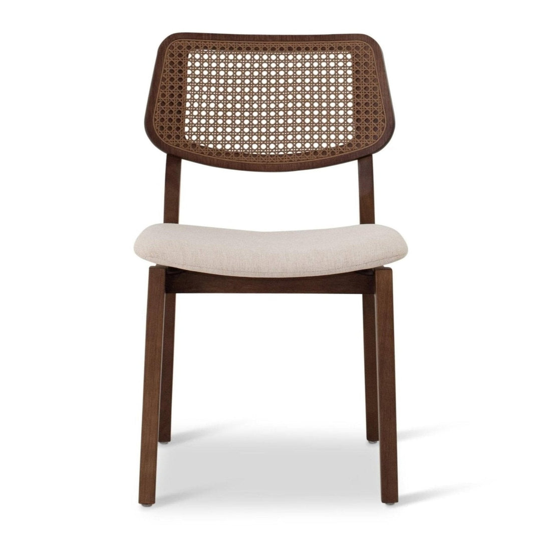 BETH CANE TAUARI WOOD SIDE CHAIR - MEDLEY IVORY, NOGAL - FRONT VIEW