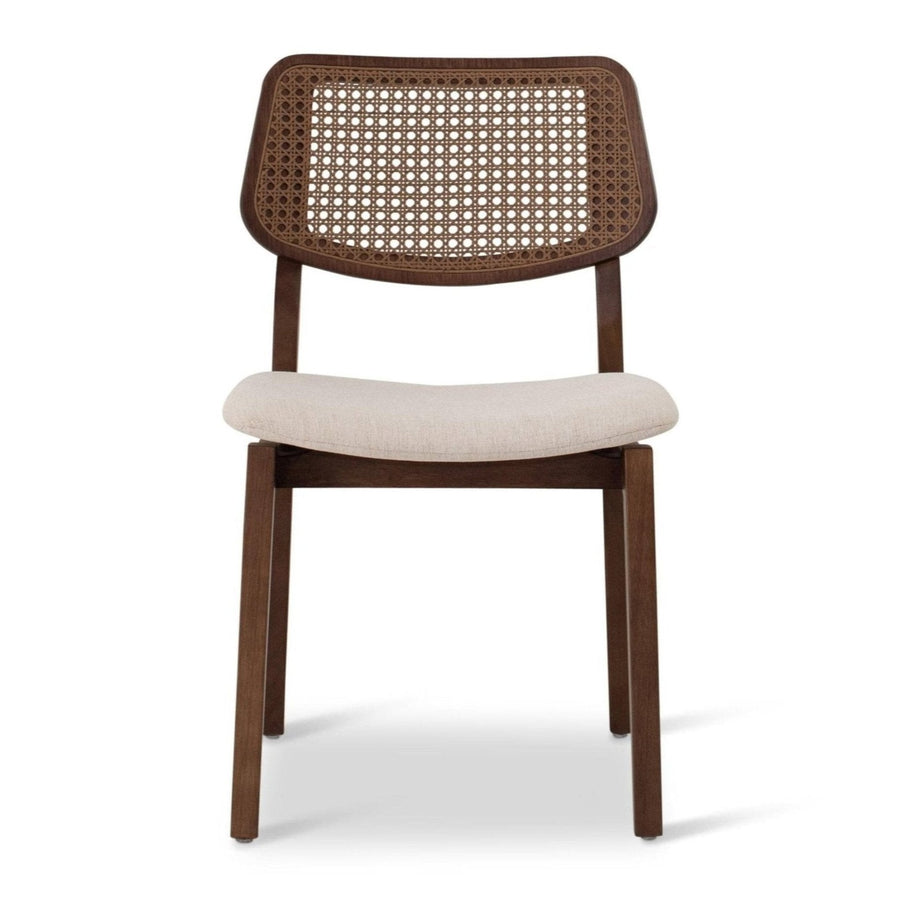 BETH CANE TAUARI WOOD SIDE CHAIR - MEDLEY IVORY, NOGAL - FRONT VIEW