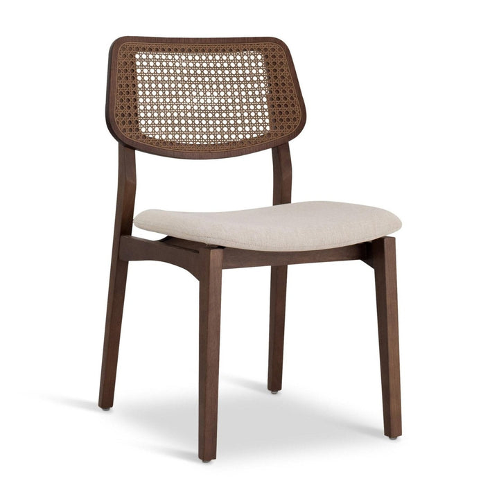 BETH CANE TAUARI WOOD SIDE CHAIR - MEDLEY IVORY, NOGAL - FRONT VIEW