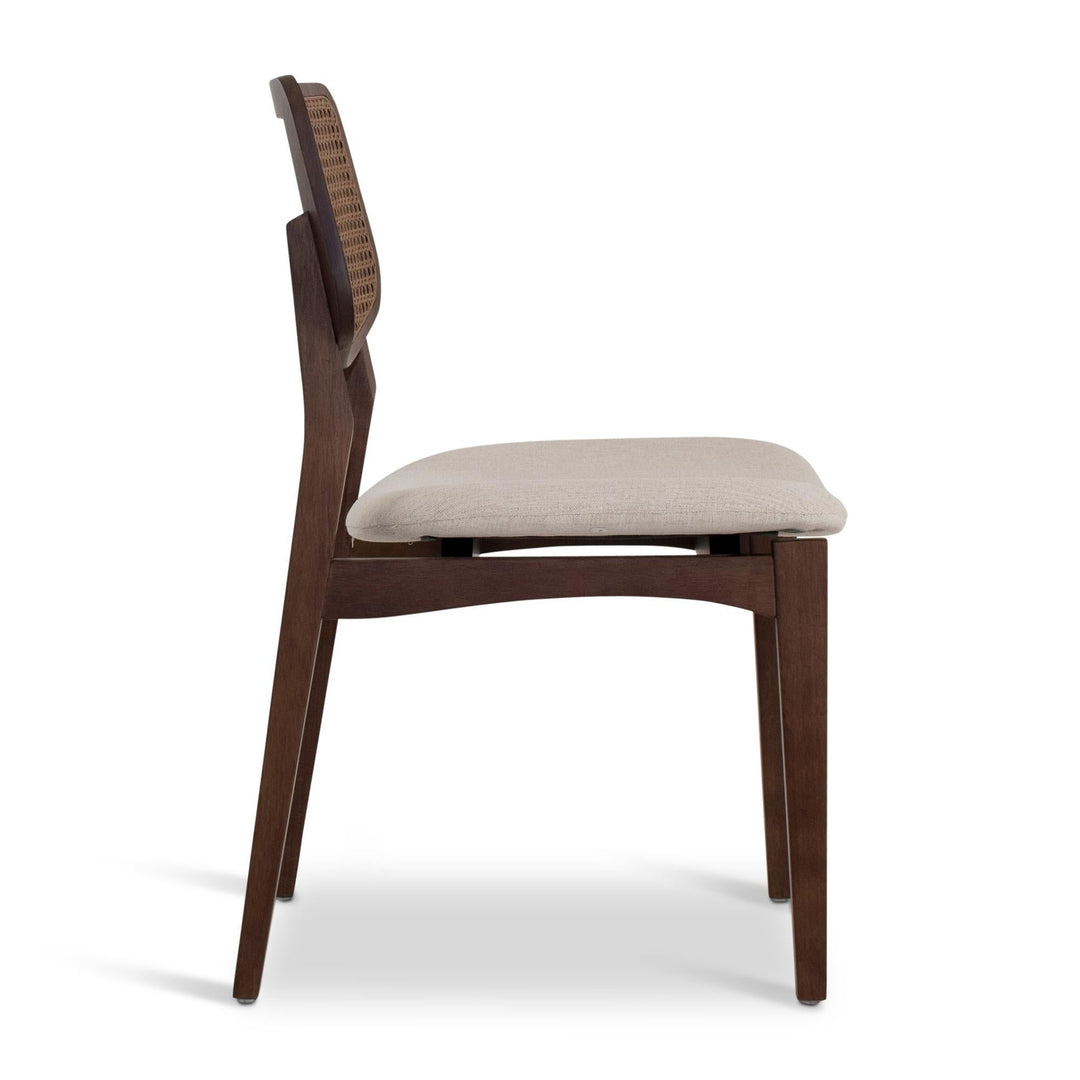 BETH CANE TAUARI WOOD SIDE CHAIR - MEDLEY IVORY, NOGAL - SIDE VIEW