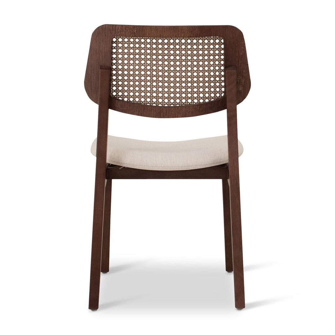 BETH CANE TAUARI WOOD SIDE CHAIR - MEDLEY IVORY, NOGAL - BACK VIEW