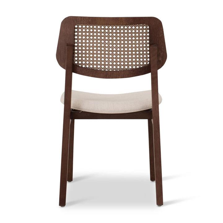 BETH CANE TAUARI WOOD SIDE CHAIR - MEDLEY IVORY, NOGAL - BACK VIEW