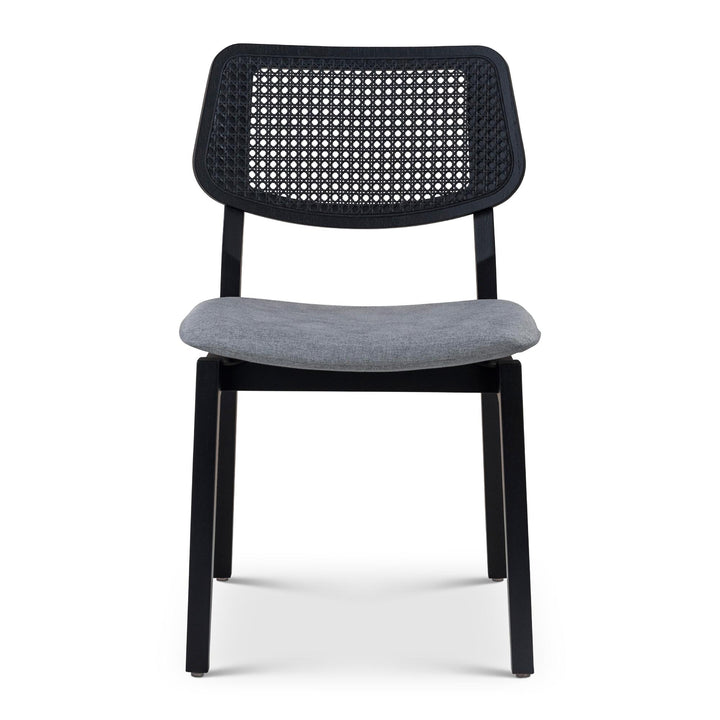 BETH CANE TAUARI WOOD SIDE CHAIR - ESSENCE GREY, EBANO - FRONT VIEW