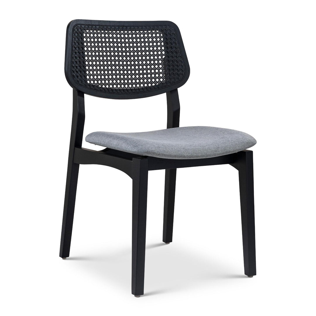 BETH CANE TAUARI WOOD SIDE CHAIR - ESSENCE GREY, EBANO - FRONT VIEW