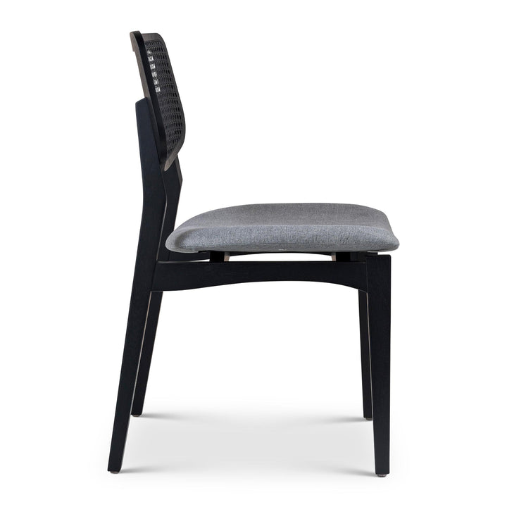 BETH CANE TAUARI WOOD SIDE CHAIR - ESSENCE GREY, EBANO - SIDE VIEW