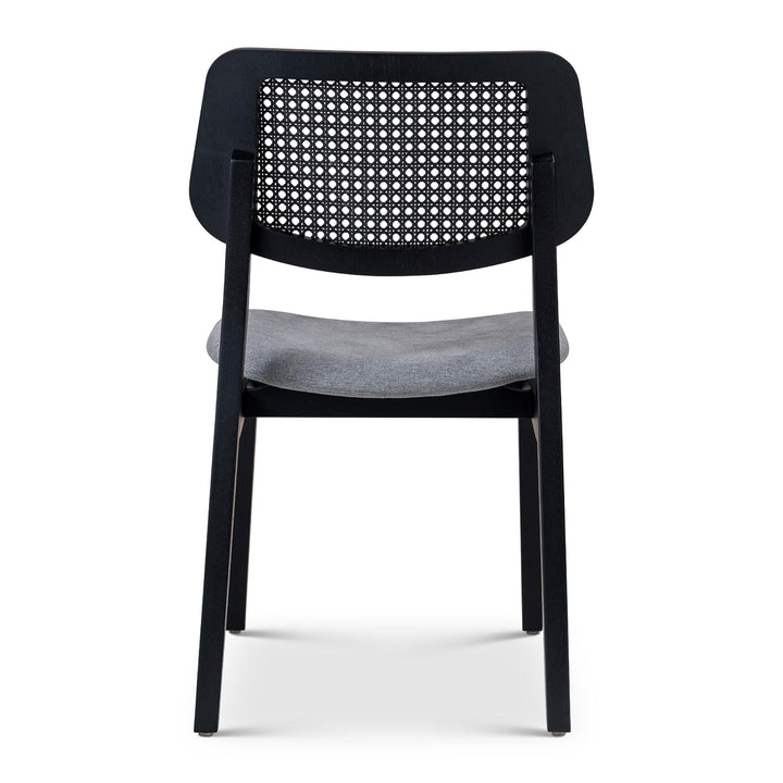 BETH CANE TAUARI WOOD SIDE CHAIR - ESSENCE GREY, EBANO - BACK VIEW