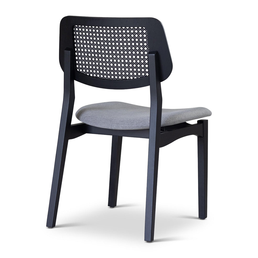 BETH CANE TAUARI WOOD SIDE CHAIR - ESSENCE GREY, EBANO - BACK VIEW