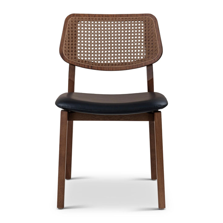 BETH CANE TAUARI WOOD SIDE CHAIR - SHIMMY BLACK, NOGAL - FRONT VIEW