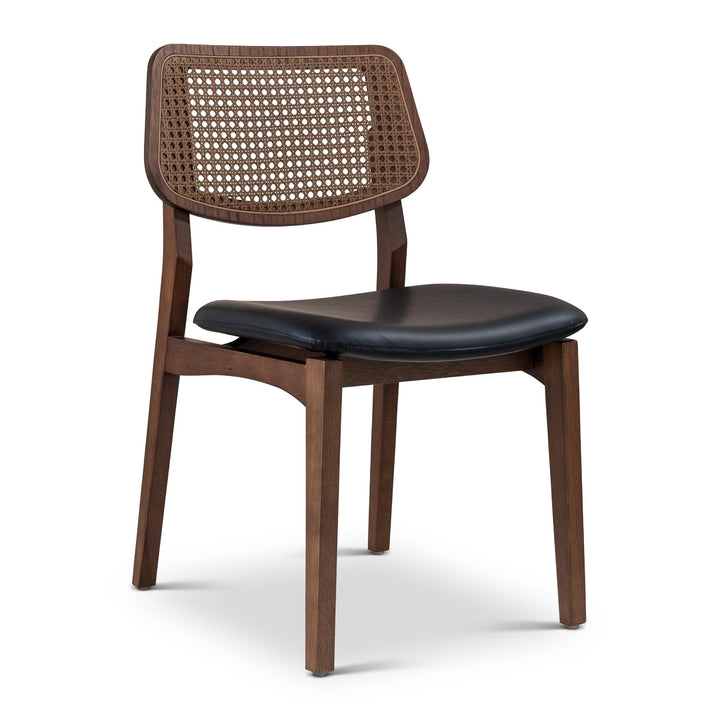 BETH CANE TAUARI WOOD SIDE CHAIR - SHIMMY BLACK, NOGAL - FRONT VIEW