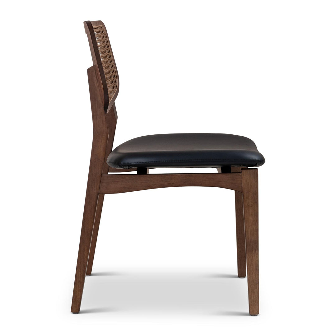 BETH CANE TAUARI WOOD SIDE CHAIR - SHIMMY BLACK, NOGAL - SIDE VIEW