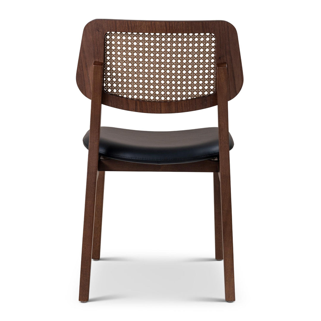 BETH CANE TAUARI WOOD SIDE CHAIR - SHIMMY BLACK, NOGAL - BACK VIEW