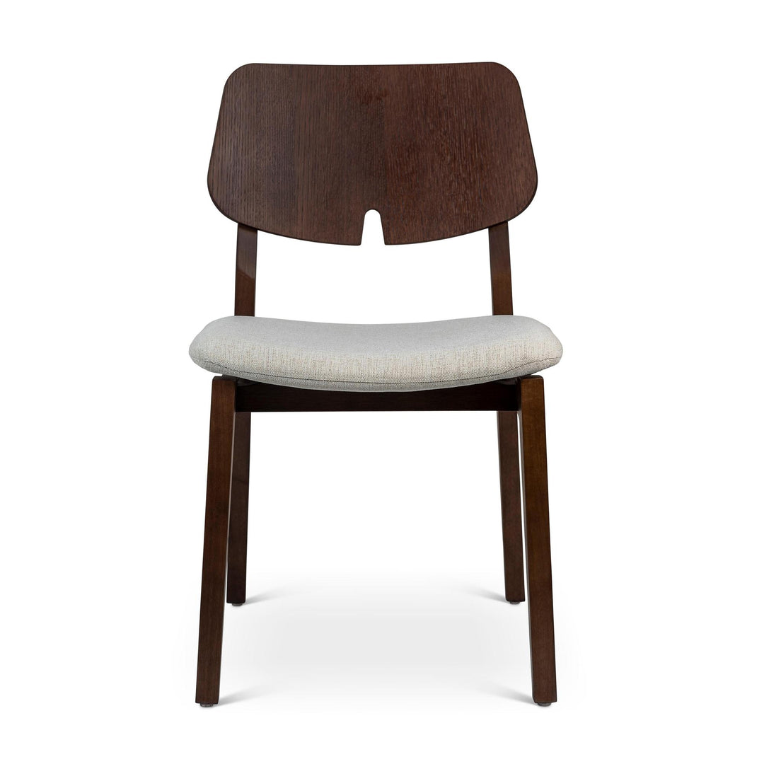 BETH TAUARI WOOD SIDE CHAIR - MEDLEY IVORY, NOGAL - FRONT VIEW