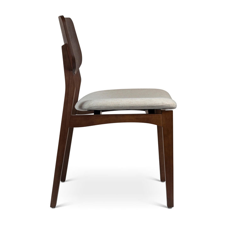 BETH TAUARI WOOD SIDE CHAIR - MEDLEY IVORY, NOGAL - SIDE VIEW