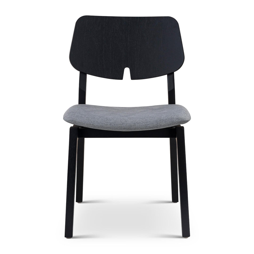 BETH TAUARI WOOD SIDE CHAIR - ESSENCE GREY, EBANO - FRONT VIEW