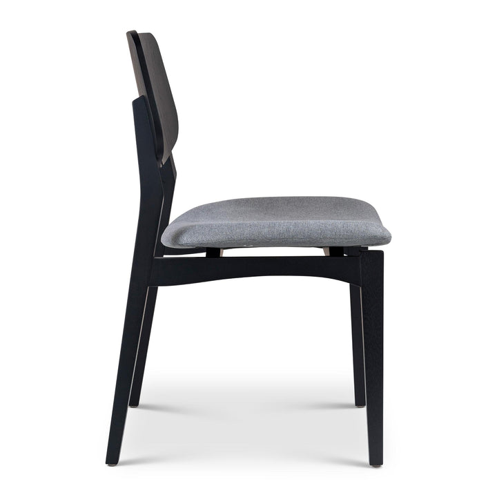 BETH TAUARI WOOD SIDE CHAIR - ESSENCE GREY, EBANO - SIDE VIEW