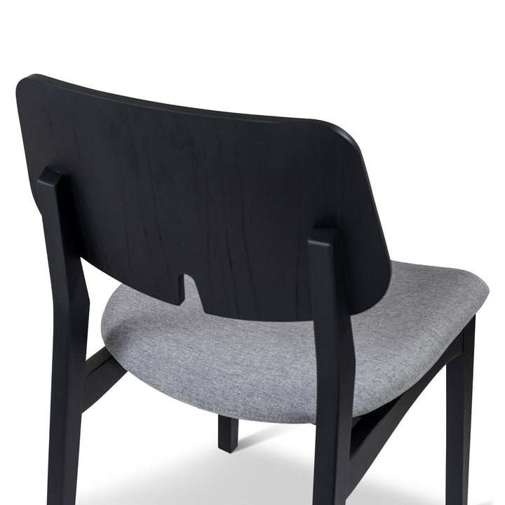 BETH TAUARI WOOD SIDE CHAIR - ESSENCE GREY, EBANO - CLOSE BACK VIEW