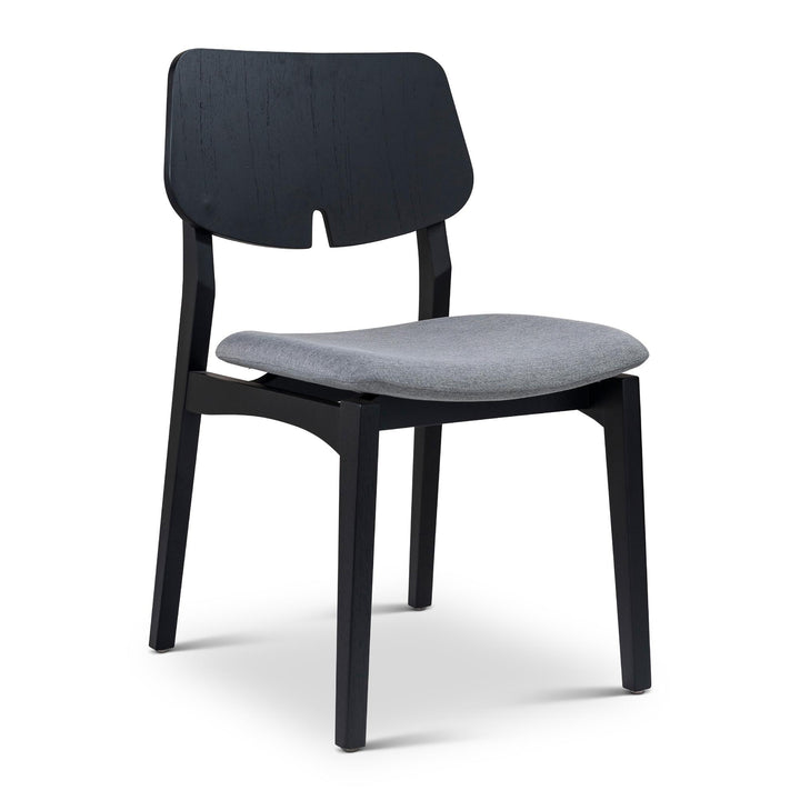 BETH TAUARI WOOD SIDE CHAIR - ESSENCE GREY, EBANO - FRONT VIEW