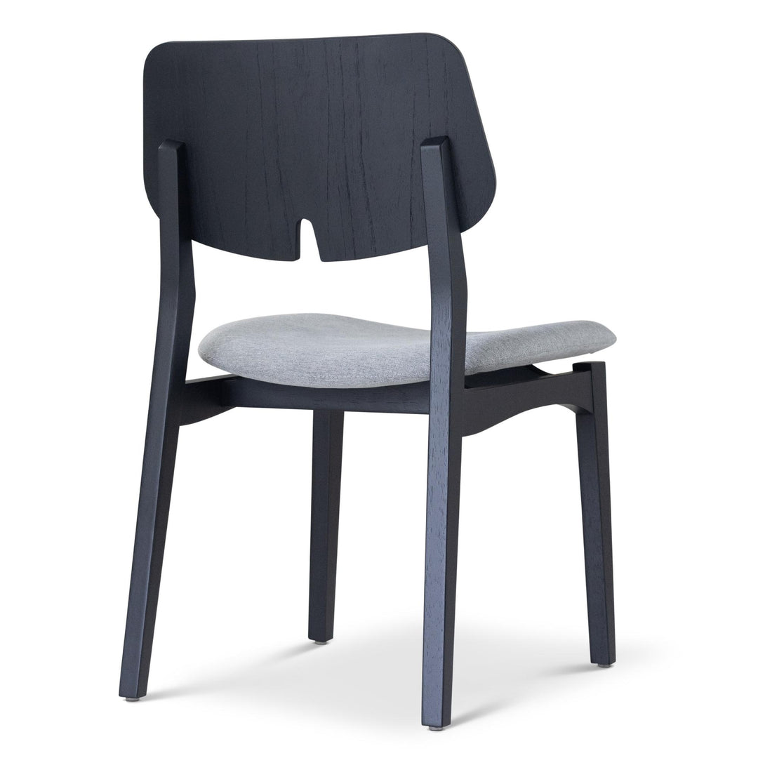 BETH TAUARI WOOD SIDE CHAIR - ESSENCE GREY, EBANO - BACK VIEW