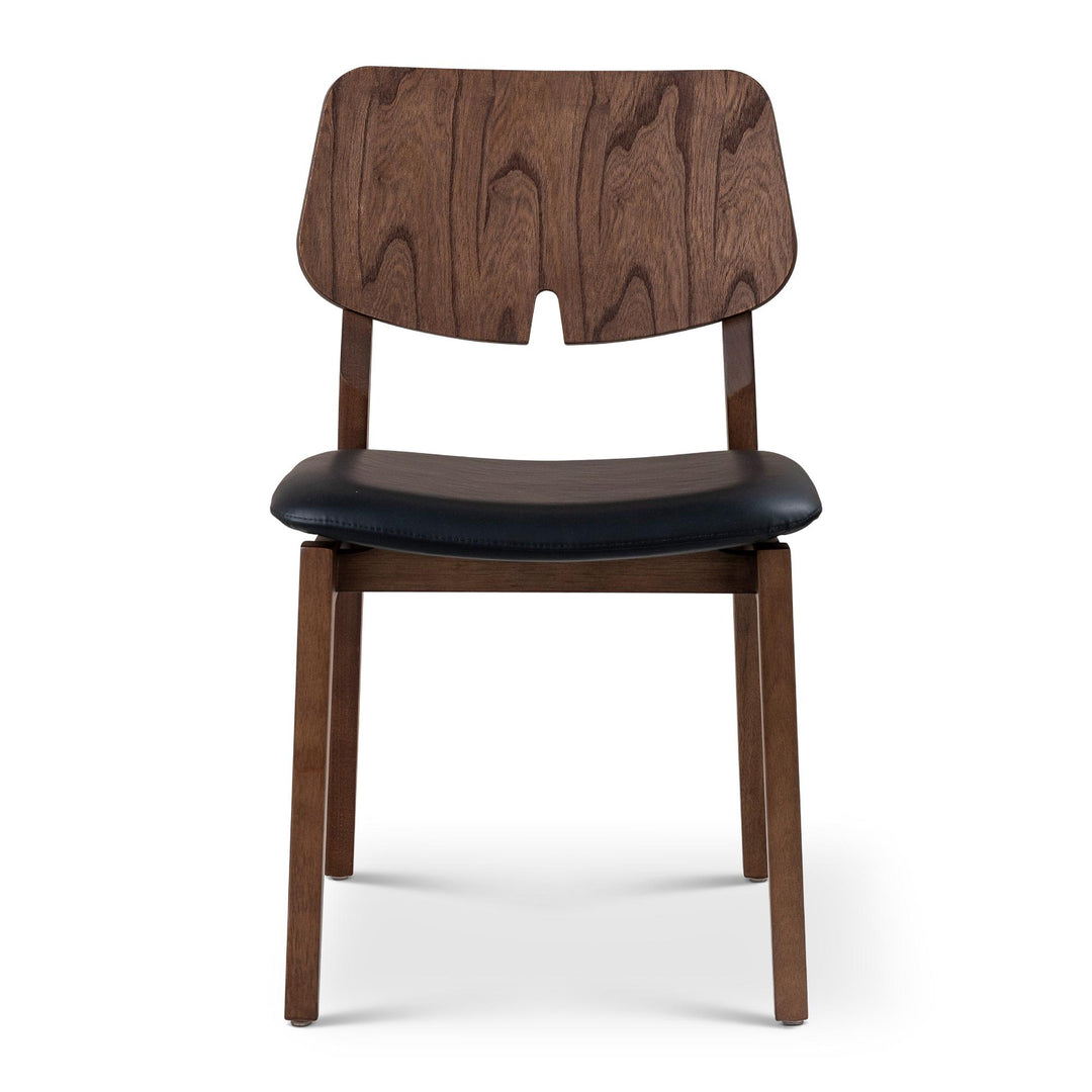 BETH TAUARI WOOD SIDE CHAIR - SHIMMY BLACK, NOGAL - FRONT VIEW