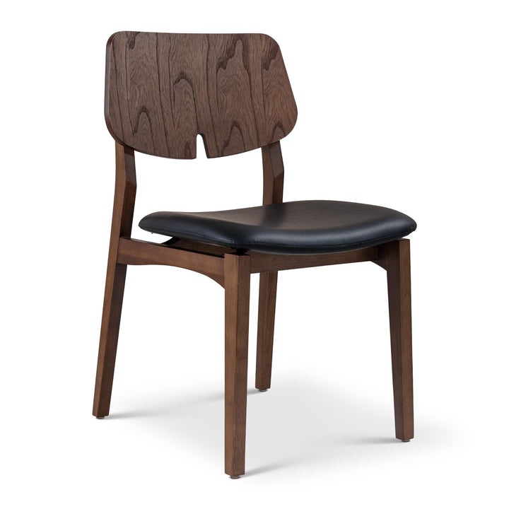 BETH TAUARI WOOD SIDE CHAIR - SHIMMY BLACK, NOGAL - FRONT VIEW