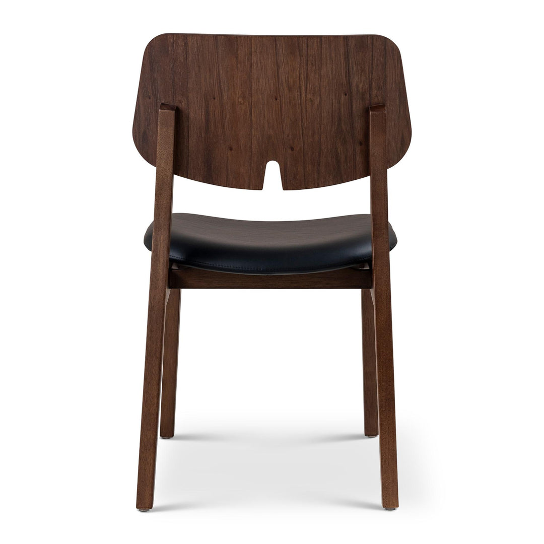 BETH TAUARI WOOD SIDE CHAIR - SHIMMY BLACK, NOGAL - BACK VIEW