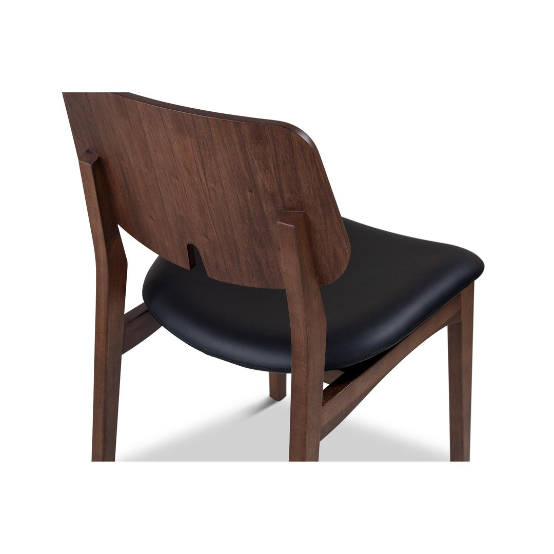 BETH TAUARI WOOD SIDE CHAIR - SHIMMY BLACK, NOGAL - BACK VIEW