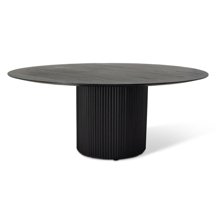 MODERN BRAZILIAN ATENAS TAUARI WOOD ROUND DINING TABLE - EBANO - FRONT VIEW