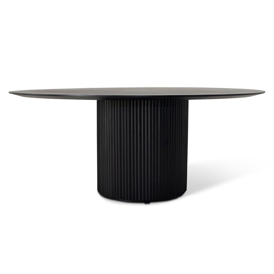 MODERN BRAZILIAN ATENAS TAUARI WOOD ROUND DINING TABLE - EBANO - FRONT VIEW