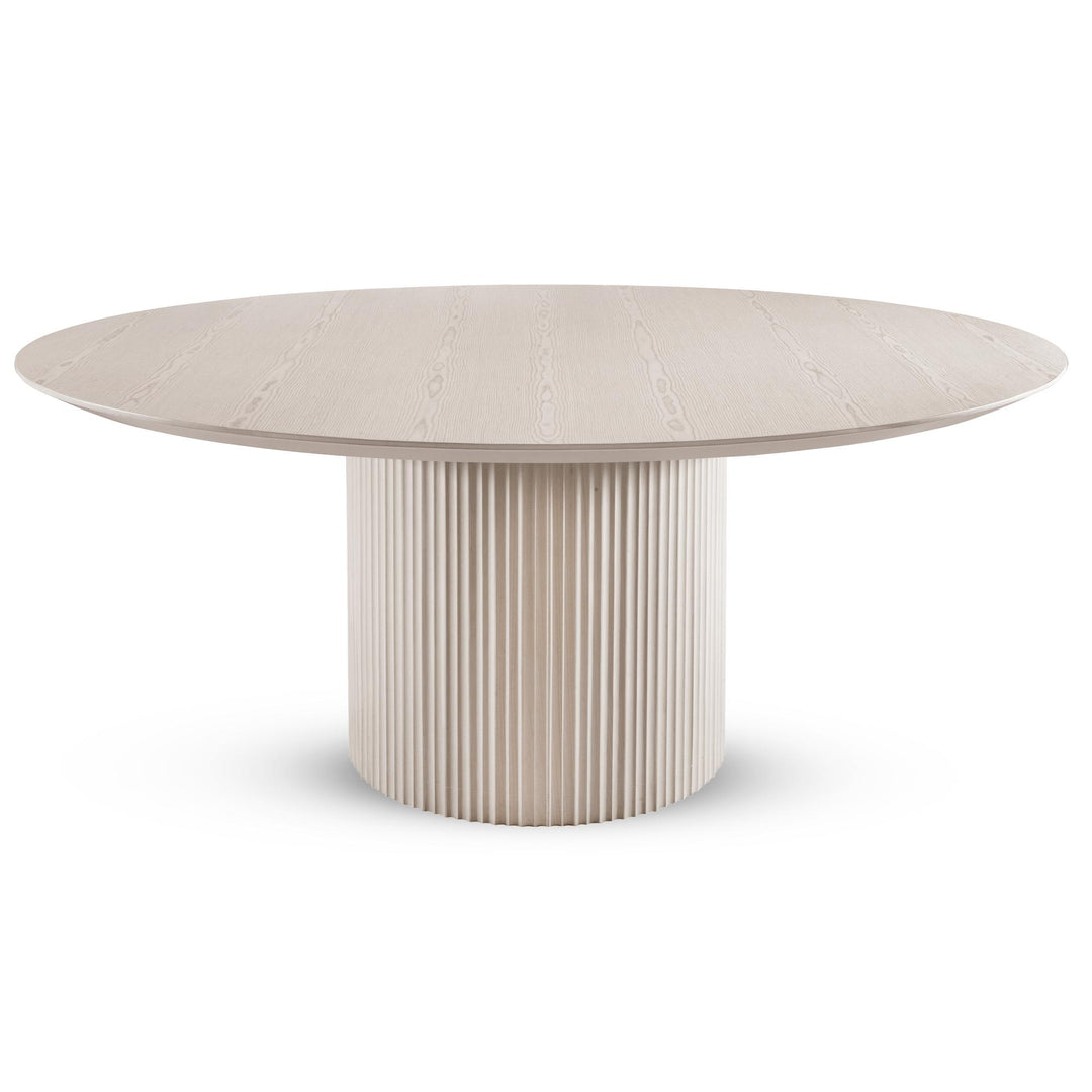 MODERN BRAZILIAN ATENAS TAUARI WOOD ROUND DINING TABLE - NEVOA - FRONT VIEW