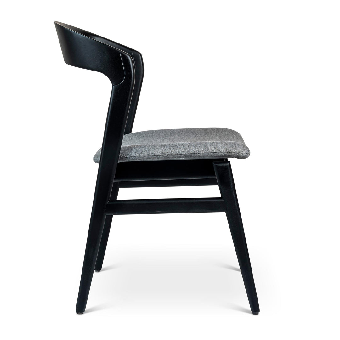 VELMA SOLID TAUARI FRAME SIDE CHAIR - ESSENCE GREY, EBANO - SIDE VIEW